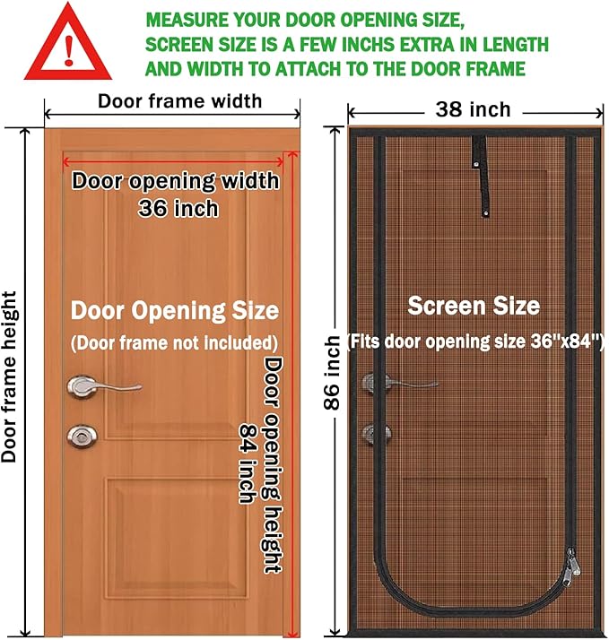 QWR Upgraded Pet Screen Door Fits Opening Door Up to 36"x84",Heavy Duty Cat Proof Mesh Screen Door with Zipper Closure,Prevent Cats Running Out from Home,Bedroom,Living Room,Kitchen(U-Type,Black)