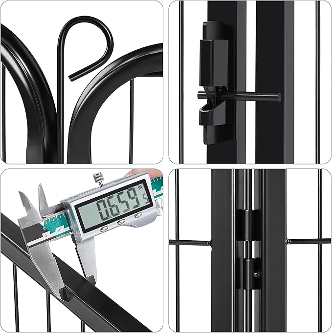 Topeakmart 24-inch Foldable Dog Pen Metal Pet Playpen Puppy Cat Exercise Fence Barrier Playpen Kennel Outdoor Indoor Black 16 Panels