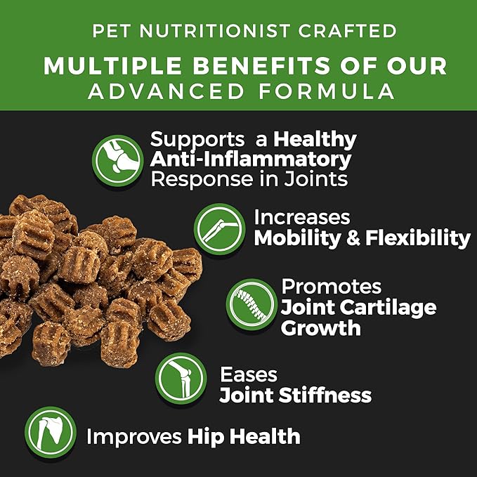 Pet Chef Dog Hip & Joint Pain Relief Supplement - Glucosamine, Chondroitin, MSM, Turmeric - Cannine Arthritis Pain Relief & Mobility Chews - Hip Joint Support Treats Peanut Butter 140ct Low Calories!