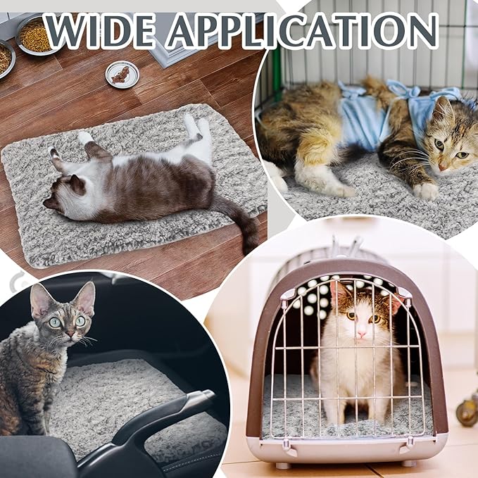Drydiet 4 Pack Self Warming Cat Pads Self Heating Cat Mat Washable Homeless Dogs Thermal Pads Kennel Pad Reflects Body Heat Warm Crate Bed Mat for Indoor Outdoor Pet(Gray,45 x 28 Inch)