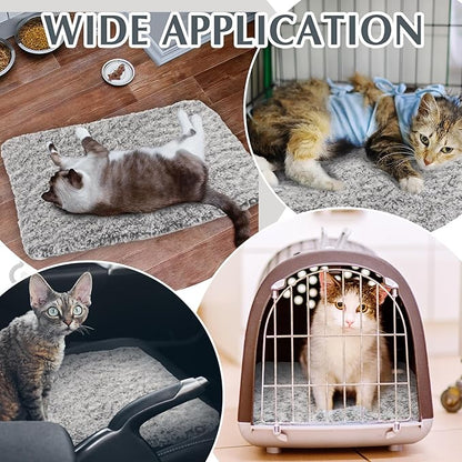 Drydiet 4 Pack Self Warming Cat Pads Self Heating Cat Mat Washable Homeless Dogs Thermal Pads Kennel Pad Reflects Body Heat Warm Crate Bed Mat for Indoor Outdoor Pet(Gray,45 x 28 Inch)