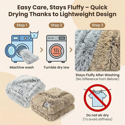 PJYuCien Dog Blanket for Dogs, Puppies and Pets, Lightweight & Portable Fluffy Fleece Throw, Super Soft Plush Cat Blanket for Couch/Car Seat/Furniture, Machine Washable, 50"x60", Grey