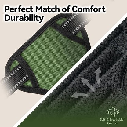 PHOEPET No Pull Dog Harness with Handle Front & Back Clip, Easy on Lockable Snap Buckle at Neck, Adjustable Reflective Vest with Handle for Small Medium Large Dogs (L, Misty Green)