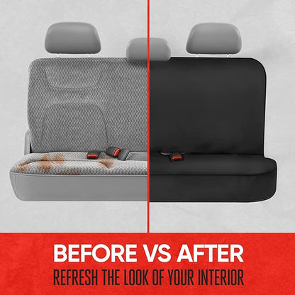 Motor Trend AquaShield Black Neoprene Rear Bench Seat Cover - 100% Waterproof Back Seat Protector for Car Truck Van SUV - Universal Fit for Dogs, Pets & Kids
