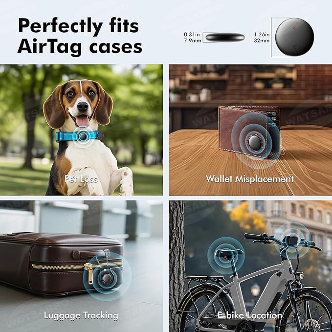 Bluetooth Tracker 4-Pack for Android & Samsung with Case, Smart Tag Item Finder for Keys Wallet Luggage, IP66 Waterproof, 365-Day Battery, Works with Google Find Hub (Black)