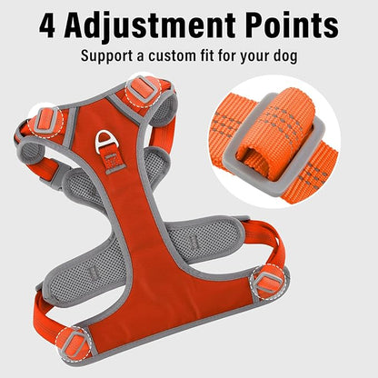 Plutus Pet No Pull Dog Harness, Release at Neck, Reflective Adjustable Dog Vest Harness, Easy Control Handle for Walking, for Small Medium Large Dogs, Orange, XL