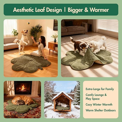 Vagascape Extra Large Dog Heating Pad Waterproof Electric Heated Pet Beds for Indoor Outdoor, Adjustable Temperature, Washable Green Clover Shaped Cat Heating Pad Non Slip Bottom(47"X36")