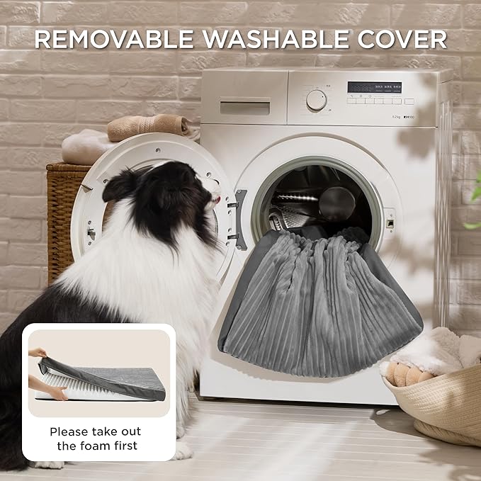Bedsure ComfyFleece Dog Bed Medium Size Dog - Orthopedic Pet Beds with Removable Washable Cover, NOT Waterproof Egg Crate Foam Puppy Mat, Suitable for Pet Up to 35 lbs, 29"x18"x2.8", NOT for Chewers