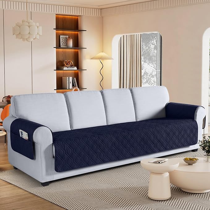 VANSOFY Couch Cover, Waterproof Sofa Covers Washable Slipcover Furniture Protector Couch Seat Covers Non-Slip Couch Cover for Dogs, Pets(Oversized Sofa, Dark Blue)