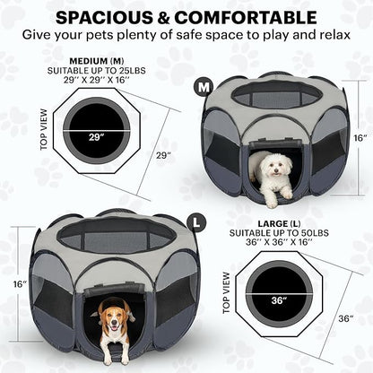 LAFYETTE. - USA Based, Dog Cat Playpen, Puppy Kitten Pet Playpen Indoor Outdoor, Portable Pop Up Dog Kennel Tent Crate Cage for Dog Cat Rabbits, Foldable Pet Enclosure, Removable Top Cover, 29" x 16"