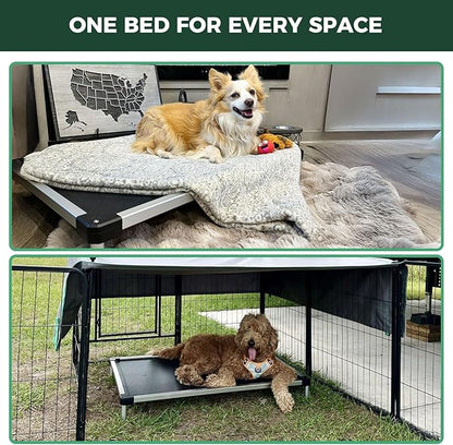 FXW TitanNest Chew-Proof Elevated Dog Bed, Raised Cot for Indoor/Outdoor/Camping Use, Durable & Waterproof Cooling Pet Bed for Toy Dogs, 23.0" L x 17.0" W x 4.5" H, Black