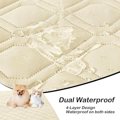 hyha Waterproof Dog Bed Blanket, Soft Pet Blankets, Waterproof Couch Cover for Dogs, Reversible Sofa Covers Washable for Furniture (30x53 Inch, Beige/Beige)