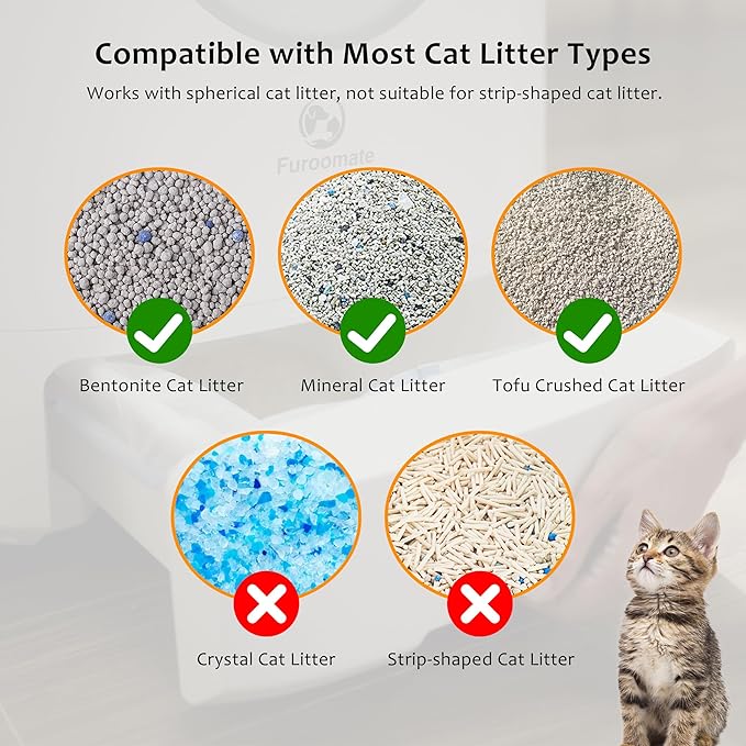F8 Open-Top Automatic Litter Box Self Cleaning, Large Capacity for Multiple Cats with Integrated Safety Protection, Trash Bags Included
