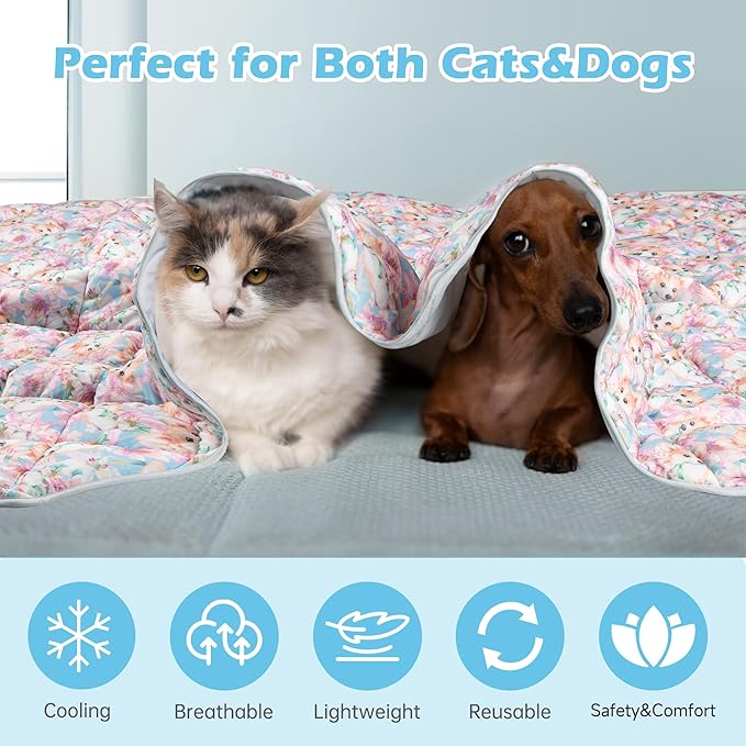 Dog Cooling Mat, Cat Self Cool Ice Pads,Lightweight Pet Cooling Pad Blanket Bed Cover,Puppies Summer Cool Tech Fabric,Washable Dog Sleeping Mat for Home & Outdoor,Keep Cool for Pets