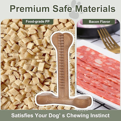 Dog Chew Toys for Aggressive Chewers 2 Pack Tough Dog Bone Toy for Small Medium Large Breed to Keep Them Busy (Medium/Large-Under 60LBS, Bacon Flavored)