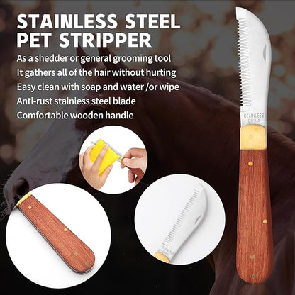 Hand Stripping Tools for Horse Dog Grooming Shedding Blade Stripping for Horse Bot Eggs,Right Handed Fold Up Design