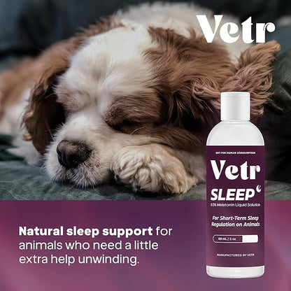 Vetr Sleep Melatonin for Dogs & Cats - Roasted Chicken Flavor - Liquid Calming Drops, Dog Sleep Aid, Anxiety Relief Supplement (60mL)
