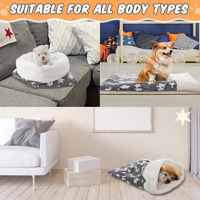 Self Heating Cat Sleeping Bag Indoor Self Warming Cat Bed Cave Heated Pad Cozy Soft Winter Washable Wrap Pet Snuggle Sack Pouch for Puppy Dog Kitten, 24 x 21 Inch(Classic,Gray)
