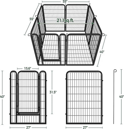 Topeakmart Unleashed Dog Playpen 40 inch 8-Panel Portable Pet Fence for Small/Medium/Large Dogs | Indoor, Outdoor, Yard & RV Camping Use