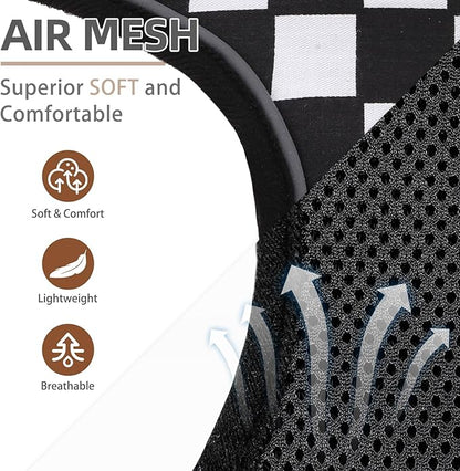 PUPTECK Soft Mesh Dog Harness and Leash Set Pet Puppy Cat Comfort Padded Vest No Pull Harnesses, Checkered Black&White, M