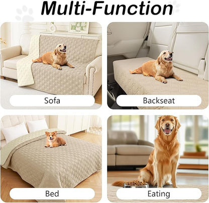 hyha Waterproof Dog Bed Blanket, Soft Pet Blankets, Waterproof Couch Cover for Dogs, Reversible Sofa Covers Washable for Furniture (30x70 Inch, Taupe/Beige)