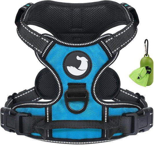 Joytale No Pull Dog Harness for Large Dogs, Reflective Pet Vest with Front Clip, Adjustable Soft Padded Harnesses with Easy Control Handle for Training and Walking, Sky Blue, L