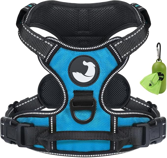 Joytale No Pull Dog Harness for Extra Large Dogs, Reflective Pet Vest with Front Clip, Adjustable Soft Padded Harnesses with Easy Control Handle for Training and Walking, Sky Blue, XL