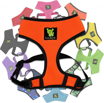 EcoBark Dog Harness - Luxurious Soft Mesh - Eco-Friendly Over The Head Vest Harness - No Pull & No Choke Design - Padded Breathable Body Halter - Large Puppies & Medium Breeds (XL, Orange)