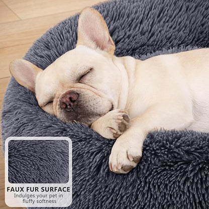 MIXJOY Orthopedic Dog Bed Comfortable Donut Cuddler Round Dog Bed Ultra Soft Washable Dog and Cat Cushion Bed (20''/23''/30''/36'') (36''x36'', Grey-Blue)