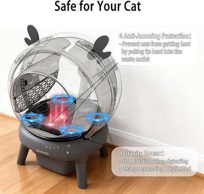 J JORBASADO Self Cleaning Cat Litter Box, 65L Large Capacity Automatic Litter Box Self Cleaning for Multiple Cats with Dual Safety Protection, APP Control & Odor Control, with Deer Antler Decor
