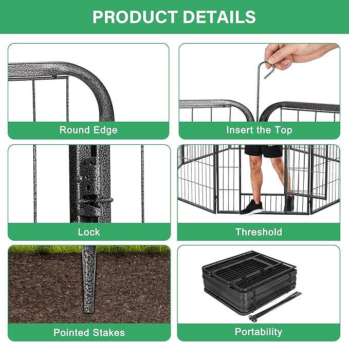 Nova Microdermabrasion 16 Panel Dog Playpen - 32" Height, Indoor/Outdoor, Small to Large Dogs, Puppy Kennel