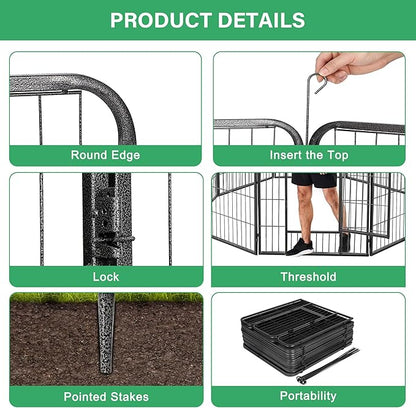 Nova Microdermabrasion 16 Panel Dog Playpen - 32" Height, Indoor/Outdoor, Small to Large Dogs, Puppy Kennel