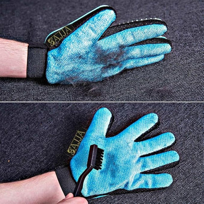 Gift for Pets, 2 Pieces of 2-in-1 double-sided pet grooming gloves gently lift loose fur from dogs, cats, and horses. Works on long or short hair and fabric. We gives back
