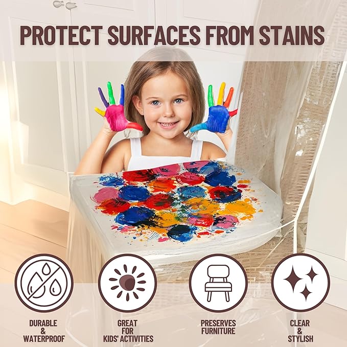 Evelots Dining Room/Kitchen Chair Cover/Protector-6 Pack- Heavy Duty Clear PVC Vinyl-No Dust/Spill/Pet Hair/Pet Claws, Easy Clean Slipcover