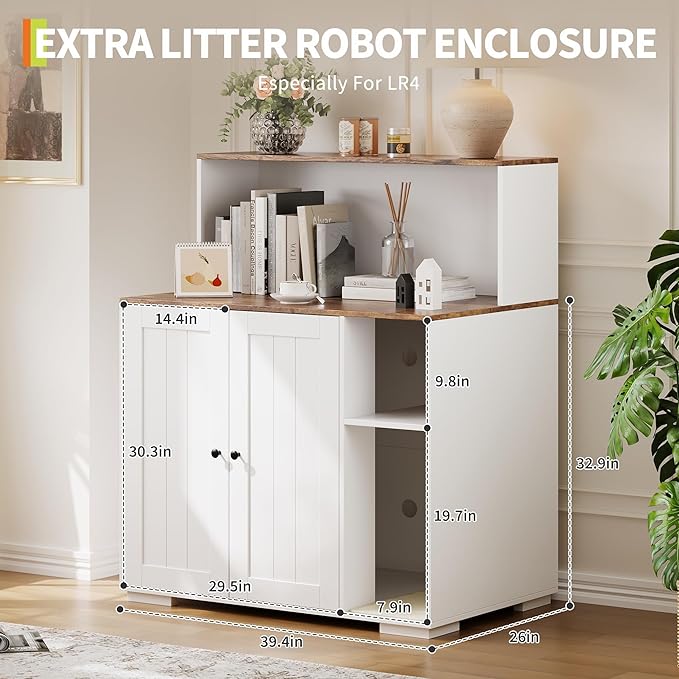 Extra Large Cat Litter Box Enclosure with Scratch Pad, Large Automatic Litter Box Furniture, Dog-Proof Litter Cabinet with Outlet, Space for Cat Stuffs