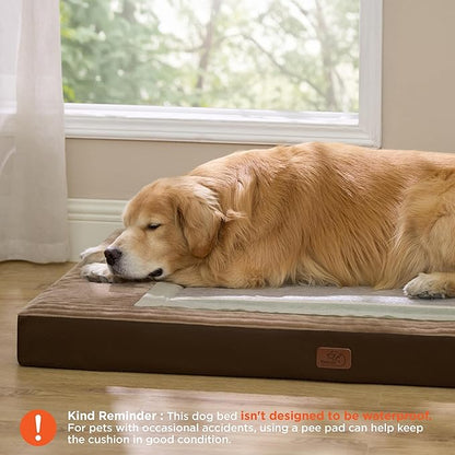 Bedsure ComfyFleece XXL Dog Bed for Crate - Extra Large Orthopedic Pet Beds with Removable Washable Cover, NOT Waterproof Egg Crate Foam Mat, Suitable for Pet Up to 100 lbs, 47x29x4, Not for Chewers