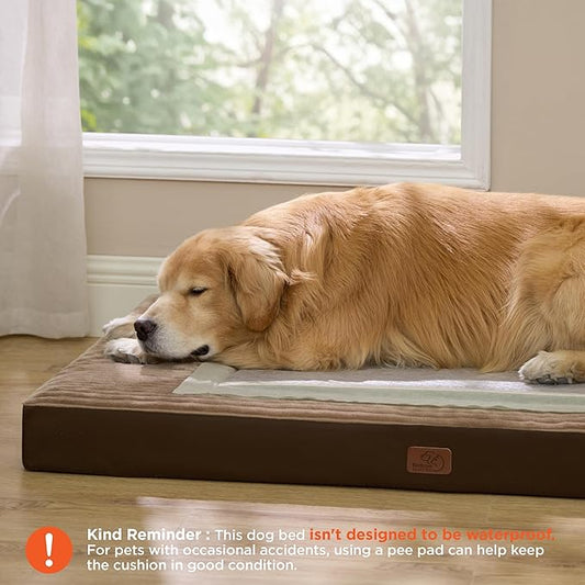 Bedsure ComfyFleece XXL Dog Bed for Crate - Extra Large Orthopedic Pet Beds with Removable Washable Cover, NOT Waterproof Egg Crate Foam Mat, Suitable for Pet Up to 100 lbs, 47x29x4, Not for Chewers