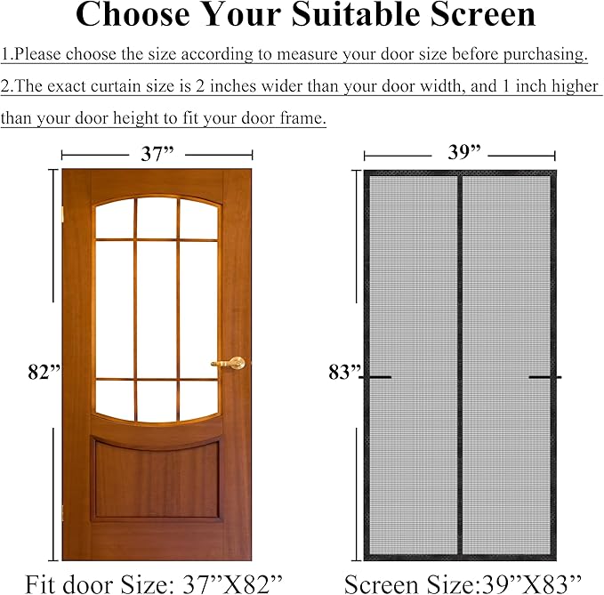 Magnetic Screen Door Upgraded-Model Full Strip Magnets,Reinforced Heavy Duty Mesh Screen Doors Magnets,Full Frame Seal Retractable Door Screen Magnetic Closure for Single Front Patio Sliding Door