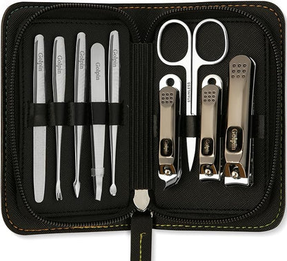 9 Pcs Manicure Set for Men & Women – Stainless Steel Manicure & Pedicure Kit with Travel Nail Grooming Case, Nail Clippers, Cuticle Tools – Gift-Ready Mens Manicure Kit & Womens Grooming Set