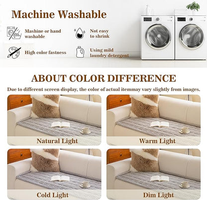 MYSKY HOME Couch Covers for 3 Cushion Sofa Pet Friendly, Couch Cover for Dogs, Sofa Covers for Pets Washable, Soft Non-Slip Sofa Slipcovers Furniture Protector Covers, Light Grey, 27.6" x 70.9"