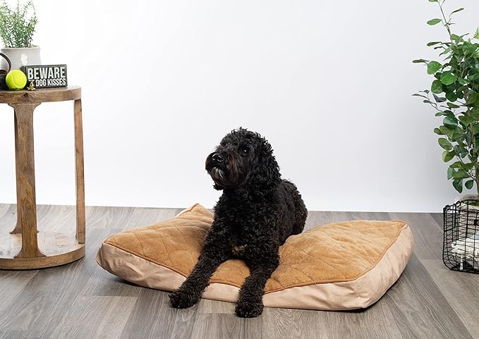 Modern Threads - Luxury Dog Bed - Orthopedic Memory Foam Soft Plush Pillow Bed for Small to Large Dogs - Machine Washable - Pamper Your Pet with Cozy Beds - Linen Beige