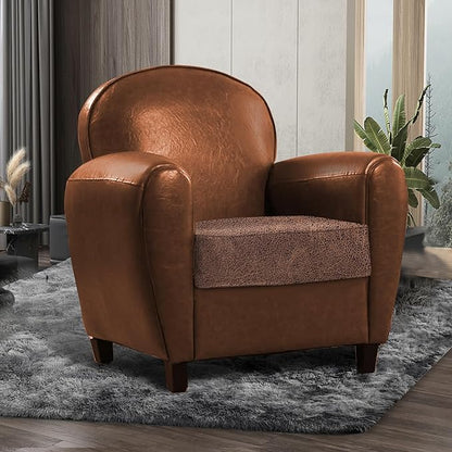ANARACHON Leather Look Couch Cushion Covers Sofa Seat Slipcovers Sets Couches Furniture Protector for Sectional Armchair Loveseat Pets Kids Stretch Spandex Fabric (1 Cushion Armchair, Brown)