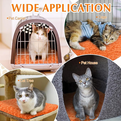 Drydiet 4 Pack Self Warming Cat Pads Self Heating Cat Mat Washable Homeless Dogs Thermal Pads Kennel Pad Reflects Body Heat Warm Crate Bed Mat for Indoor Outdoor Pet(Orange,16 x 20 Inch)