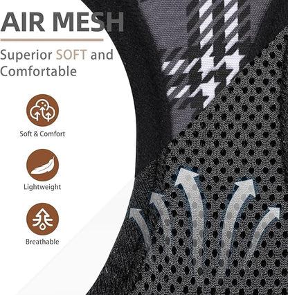 PUPTECK Dog Harness and Leash Set for Small Medium Dogs No Pull Step-in Soft Mesh Puppy Cat Vest Harnesses Reflective at Night, Plaid Pattern Black L