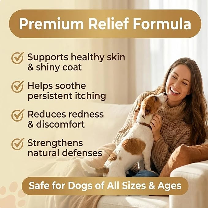 Natural Yeast Relief for Dogs – Supports Skin & Coat Comfort, Ears & Paw Cleanliness – Dog Skin & Coat Support, 60ml (1pc)