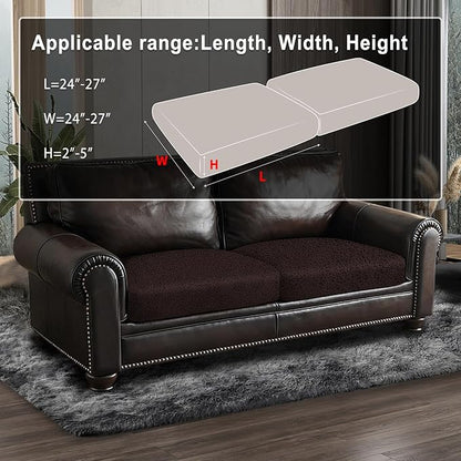 ANARACHON Leather Look Couch Cushion Covers Sofa Seat Slipcovers Sets Couches Furniture Protector for Sectional Armchair Loveseat Pets Kids Stretch Spandex Fabric (2 Cushion Loveseat, Chocolate)