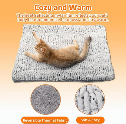 Self Warming Cat Bed, 31.5" x 23.6" Ultra Soft Self Heating Cat Pad, Reflects Body Heat, Washable, Thermal Non Electric Heating Mat, for Indoor Outdoor Cats, Small Dogs