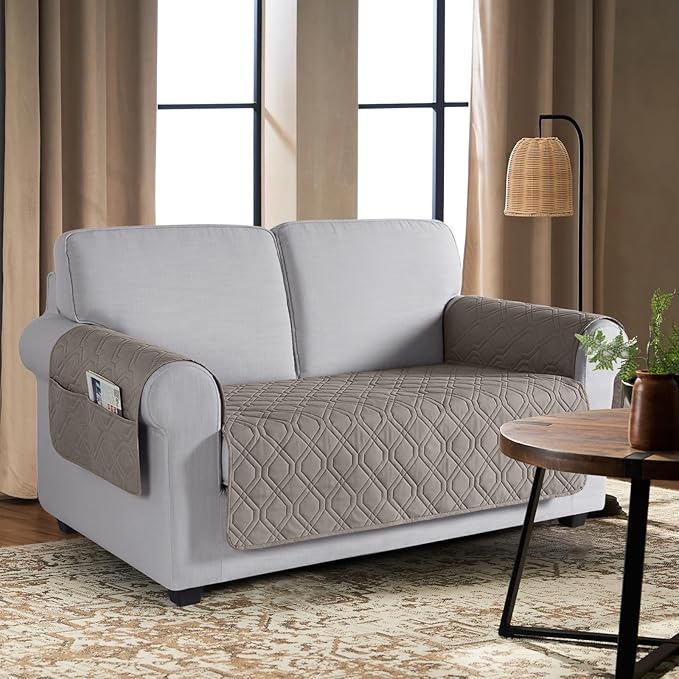 VANSOFY Couch Cover, Waterproof Sofa Covers Washable Slipcover Furniture Protector Couch Seat Covers Non-Slip Couch Cover for Dogs, Pets(Loveseat Plus, Khaki)