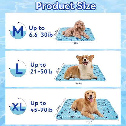 Pet Cooling Gel Pad with Patent Technology, 20in Dog Cooling Mat for Summer, Self-Cooling Mat for Medium/Small Dogs, Non-Slip Waterproof Durable Mat for Dog Beds, Car, Indoor & Outdoor Use