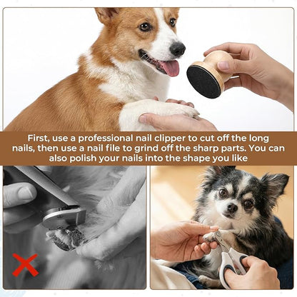 Dog Nail File Board Dog Nail Scratch Board Pad with 3 PCS Replaceable Filing Disc Wooden Scratchs Pad with Professional Pet Nails Clipper Cat Nails Trimmer for Cats, Dogs